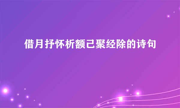 借月抒怀析额己聚经除的诗句