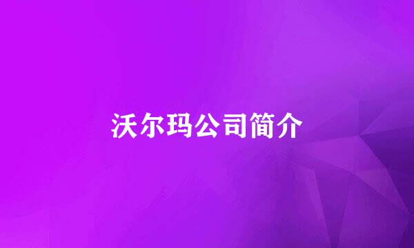 沃尔玛公司简介