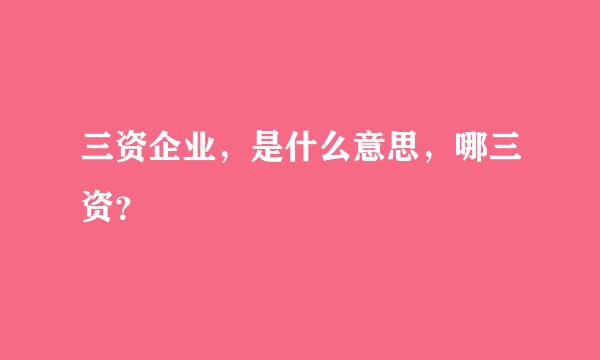 三资企业，是什么意思，哪三资？