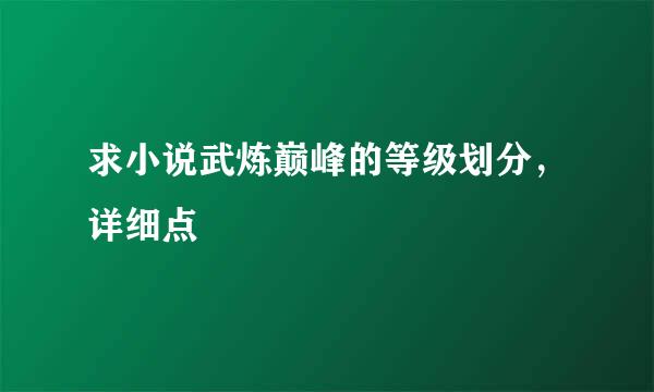 求小说武炼巅峰的等级划分，详细点