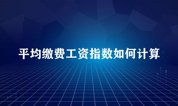 平均缴费工资指数如何计算