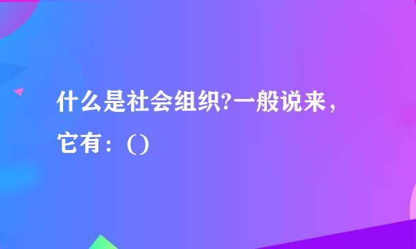 什么是社会组织?一般说来，它有：()