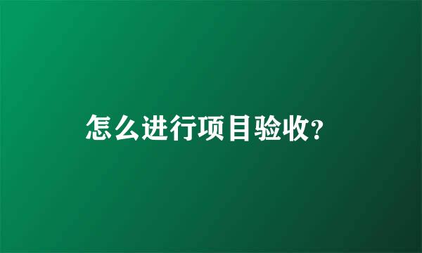 怎么进行项目验收？