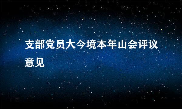 支部党员大今境本年山会评议意见