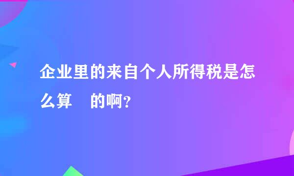 企业里的来自个人所得税是怎么算 的啊？