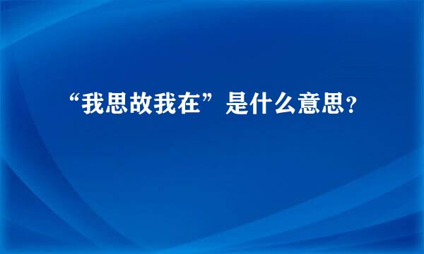 “我思故我在”是什么意思？