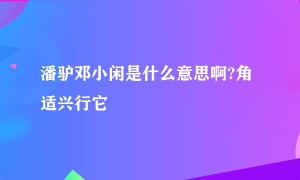 潘驴邓小闲是什么意思啊?角适兴行它