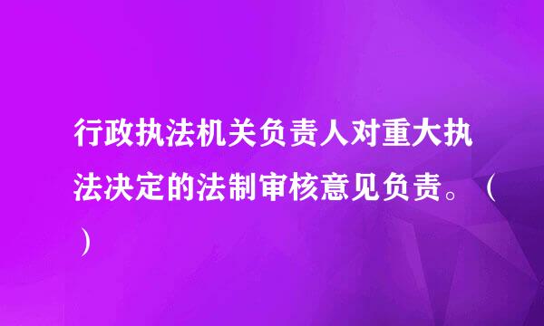 行政执法机关负责人对重大执法决定的法制审核意见负责。（）