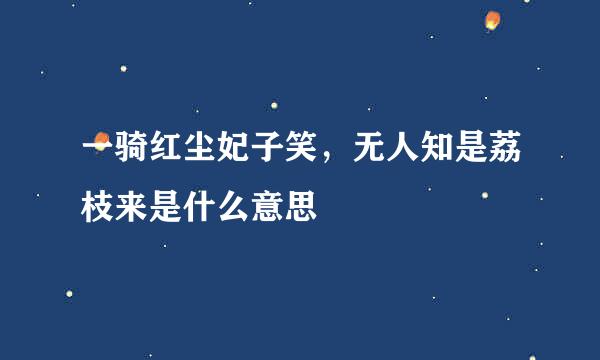 一骑红尘妃子笑，无人知是荔枝来是什么意思