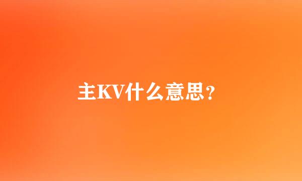 主KV什么意思？