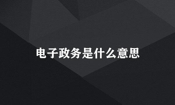 电子政务是什么意思