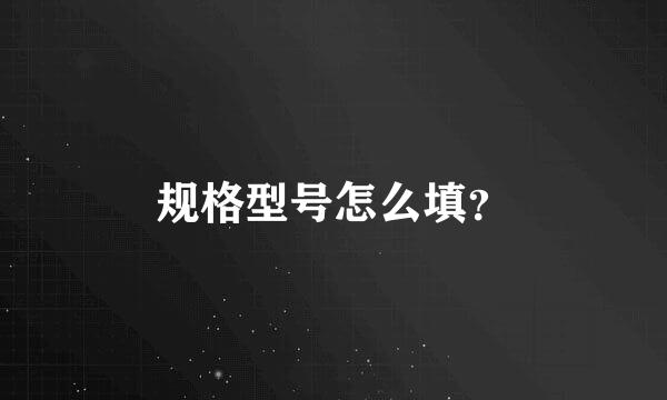 规格型号怎么填？