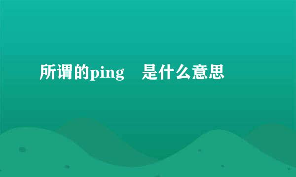 所谓的ping 是什么意思