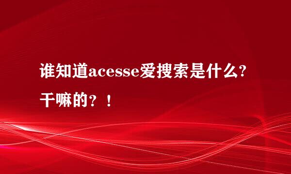 谁知道acesse爱搜索是什么?干嘛的？！