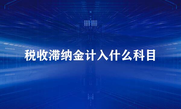 税收滞纳金计入什么科目