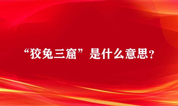 “狡兔三窟”是什么意思？