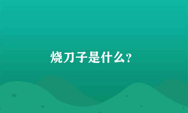 烧刀子是什么？