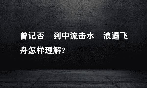 曾记否 到中流击水 浪遏飞舟怎样理解?