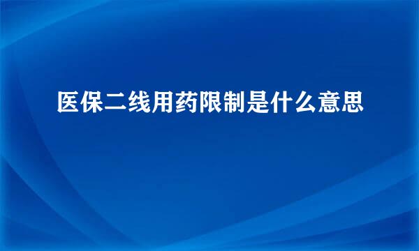 医保二线用药限制是什么意思