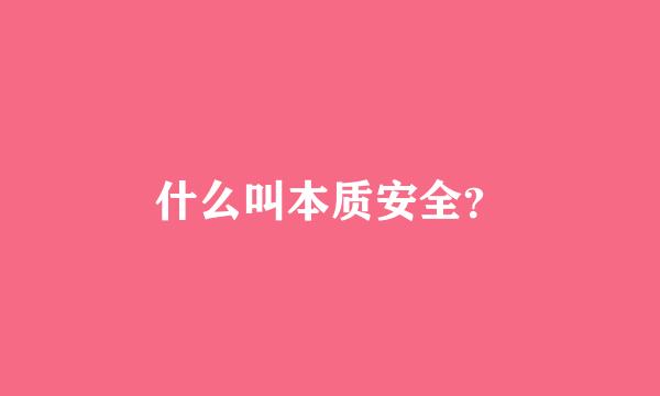 什么叫本质安全？