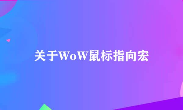 关于WoW鼠标指向宏