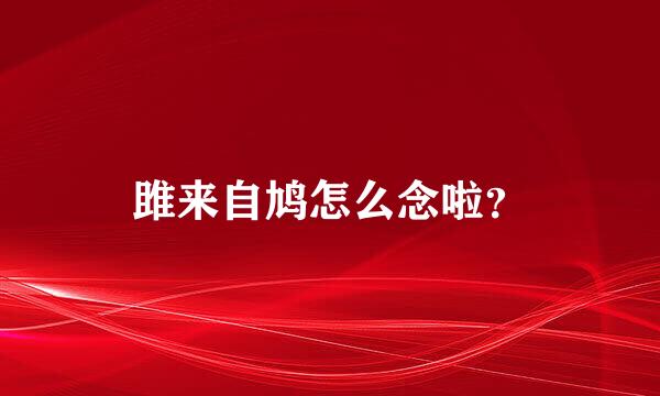 雎来自鸠怎么念啦？