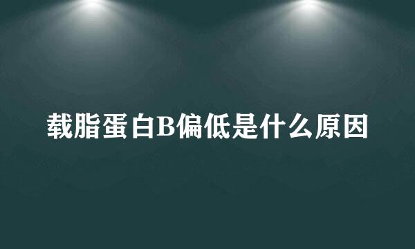 载脂蛋白B偏低是什么原因