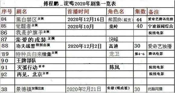 傅程镇粉杂鹏主演过哪些电视剧