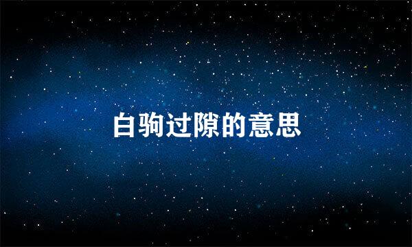 白驹过隙的意思