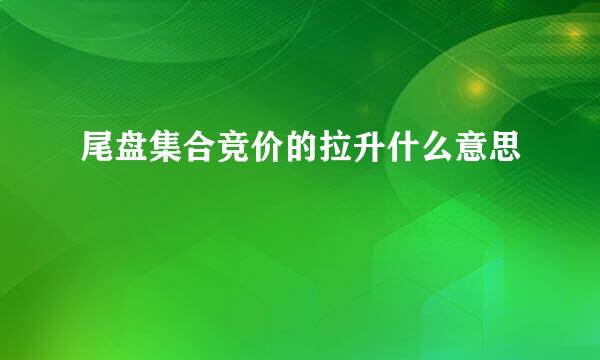 尾盘集合竞价的拉升什么意思