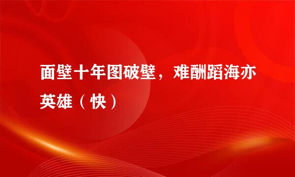 面壁十年图破壁，难酬蹈海亦英雄（快）