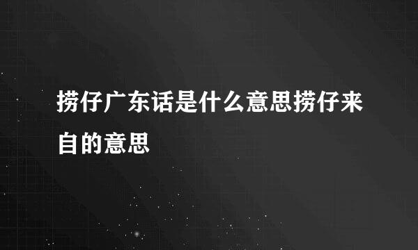 捞仔广东话是什么意思捞仔来自的意思