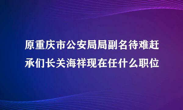 原重庆市公安局局副名待难赶承们长关海祥现在任什么职位