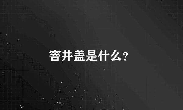 窨井盖是什么？