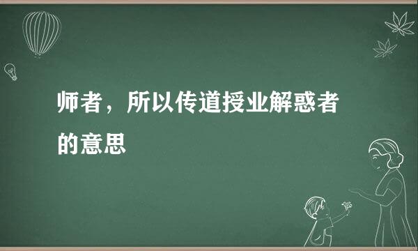 师者，所以传道授业解惑者 的意思