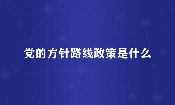 党的方针路线政策是什么