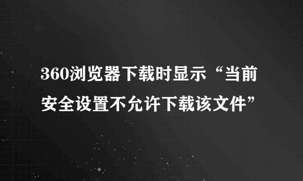 360浏览器下载时显示“当前安全设置不允许下载该文件”