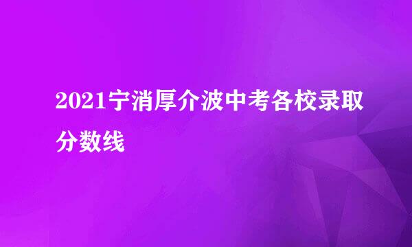 2021宁消厚介波中考各校录取分数线