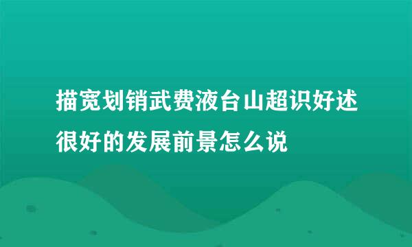 描宽划销武费液台山超识好述很好的发展前景怎么说