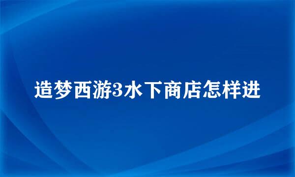 造梦西游3水下商店怎样进