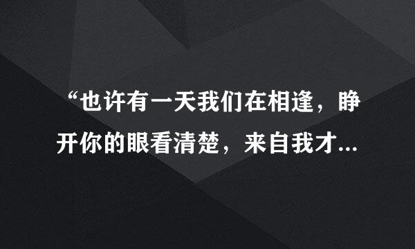 “也许有一天我们在相逢，睁开你的眼看清楚，来自我才是英雄”这是郑智化360问答的那首歌曲中的？