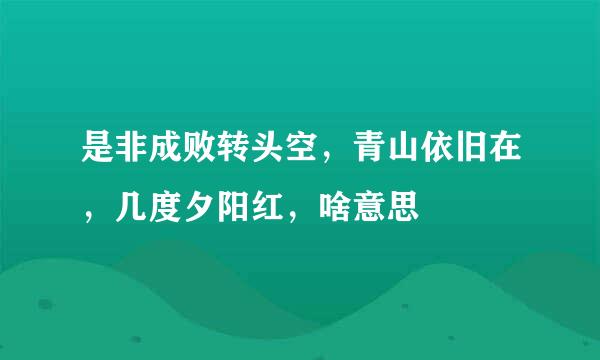 是非成败转头空，青山依旧在，几度夕阳红，啥意思