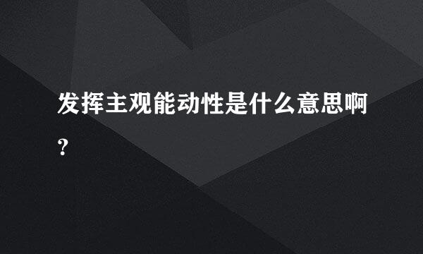 发挥主观能动性是什么意思啊？