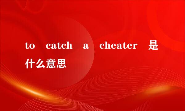 to catch a cheater 是什么意思