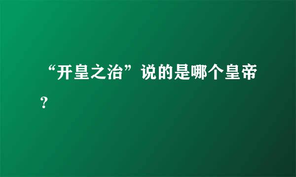 “开皇之治”说的是哪个皇帝？