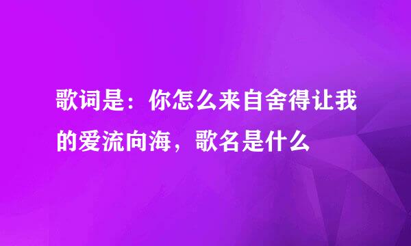 歌词是：你怎么来自舍得让我的爱流向海，歌名是什么