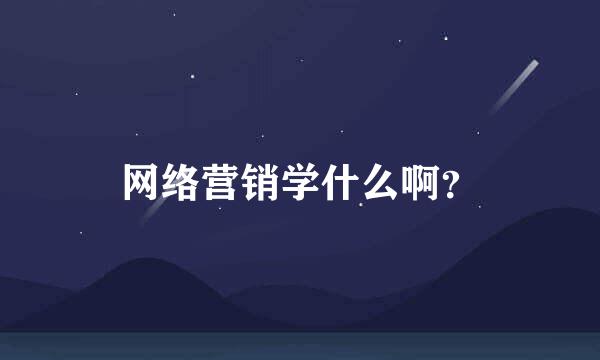 网络营销学什么啊？