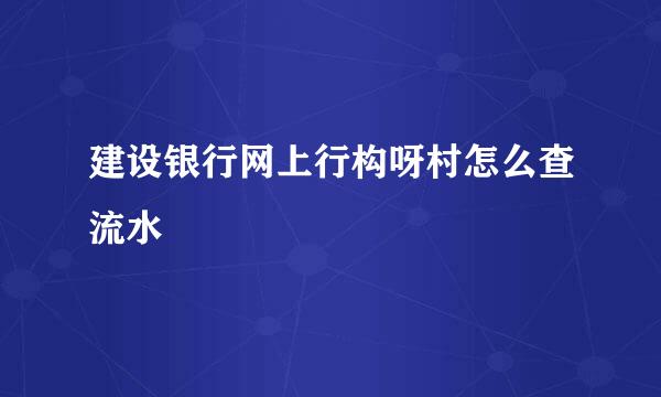 建设银行网上行构呀村怎么查流水