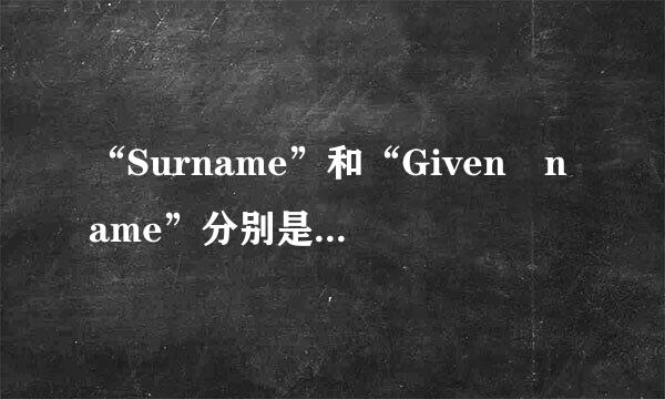 “Surname”和“Given name”分别是什么意思？