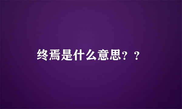 终焉是什么意思？？